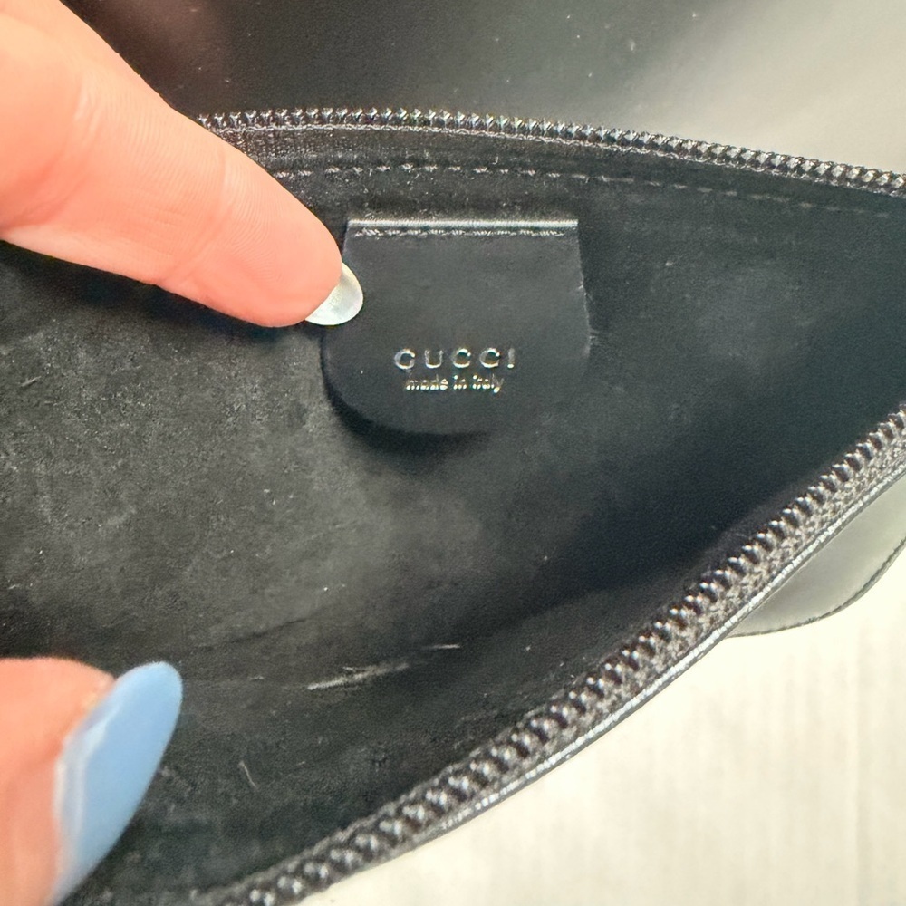 Vintage Gucci Black Leather G logo Buckle Hobo Bag with Attached Mini Bag - Picture 11 of 16